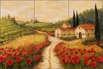 Ceramic Tile Mural Backsplash Margosian Tuscan Poppy Landscape Art JM078 New. Price: $214.95.