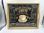 Vie Parisienne Wood Serving Or Bed Coffee Themed Tray, Rectangle, Black Used. Price: $16.00.