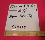 Pc. New White #100: 4-3/8" Glossy Ceramic Wall Tile By Florida Co. Nos Open. Price: $7.88.