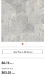 Daltile Perpetuo Hexagon Grey Matte Porcelain 8" 9" PT23-ETERNAL 9.37 Sq. New. Price: $15.00.