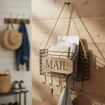Elegant Rustic Mail Holder And Key Organizer With Hooks - Space Saving Design New. Price: $17.72.