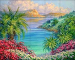 Tropical Tile Backsplash Mikki Senkarik Landscape Art Ceramic Mural MSA304 New. Price: $195.00.