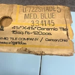 Vtg. Lot Of 6 Romany Med. Blue Glossy Ceramic Tiles 1/4" Sq. New Nos Open. Price: $23.00.