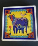 Muddy Waters Art Tile Cow Calf Handmade Painted 8" Open. Price: $10.99.
