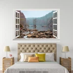 3D Stone River View 48 Open Windows Mural Print Decal Deco Aj Wallpaper Ivy Brand. Price: $123.23.