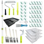 Paint Roller Kit With Extension Pole, 28 Pcs Set, 2-4 Ft 4"9" New. Price: $60.11.
