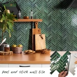 Green Herringbone 3D Porcelain Look Stick Wall Tiles Brand. Price: $314.60.
