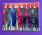 Art & Tile Of Santa Fe Trivet Coaster Julie Fitzgerald Abstract Women 8X6 Sale! Used. Price: $10.00.
