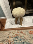 Nordic Teak Natural Indoor Branch Stool Raffia Seat: New Box 19 14. Price: $50.00.