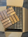 Square Acacia Wood Interlocking Flooring Tiles Checker Pattern Pack Of 20 12X12 Open. Price: $60.00.