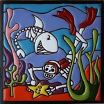 Fine Crafts Imports Skuba Diving Day Dead Clay Tile Multicolor 6X6 Inch Small New. Price: $27.99.