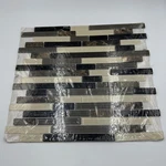 American Olean Linear Mosaic Tile Glass Stone Black Brown Cream 12X13 #0494086 New. Price: $18.99.