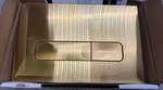 Swiss Madison SM-WC003Z Brushed Brass Wall Mount Flush Plate With Rectangle Butt Open. Price: $54.99.