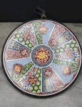 Imari Style Porcelain Tile Trivet Hot Plate Cork Back Rope Edge Wall Hanging Used. Price: $14.00.