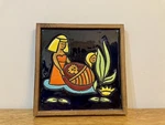 Mid-century Modern Square Ceramic Tile Wall Hanging,bright Colors,egyptian Scene Used. Price: $24.00.