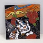 Hand Designs Day Of The Dead Skull Ceramic Tile Glazed Wall Used. Price: $21.71.