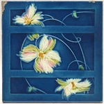 Art Nouveau Fireplace Blue Floral Majolica Tile By Henry Richards C1907. Price: $217.61.