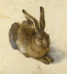 Ceramic Backsplash Tile Mural Renaissance Fine Art - Young Hare/hase/rabbit New. Price: $162.00.